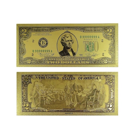 Endless Games 2 Dollar Commemorative Collectible Premium Replica Paper Money Bill 24k Gold Plated Fake Banknote EN3291714